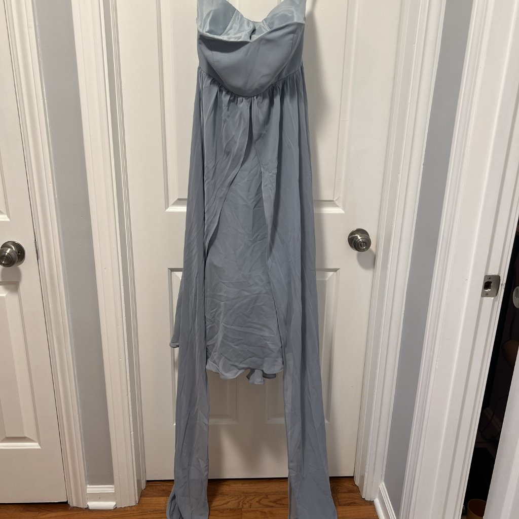 New - Nadia Maxi Satin Dress With Back Cowl - Size M - Light Blue